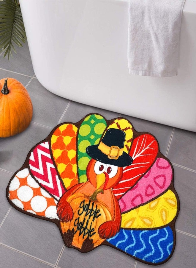 Zoeeya Fall Bathroom Rugs, Turkey Bath Mat Harvest Bathroom Mat Non Slip Water Absorbent Bathmat Thanksgiving Decoration for Bathroom 25 * 17.3 inch - Image 1